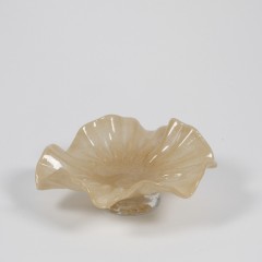 LO GLASS BEIGE CLEAR BOWL ON STAND 22 